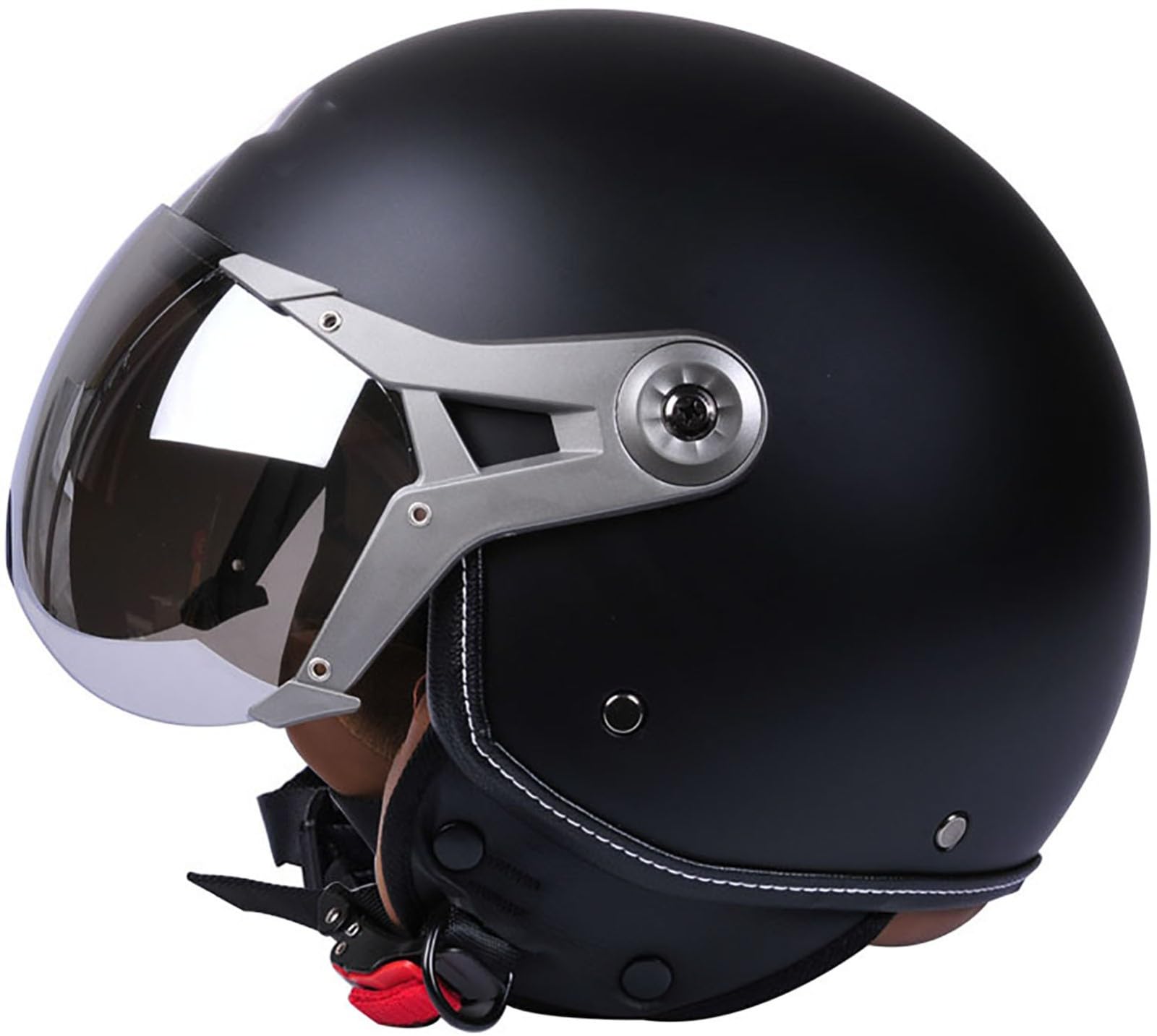 Motorradhelm Jethelm 3/4 Helm, DOT/ECE Zertifizierung Motorrad Halbschalenhelm Scooter Helm Rollerhelm Jet-Helm Für Herren Und Damen Erwachsene Open Face Helm Mit Sonnenblende 1,L=59-60CM von TBTBZXCV