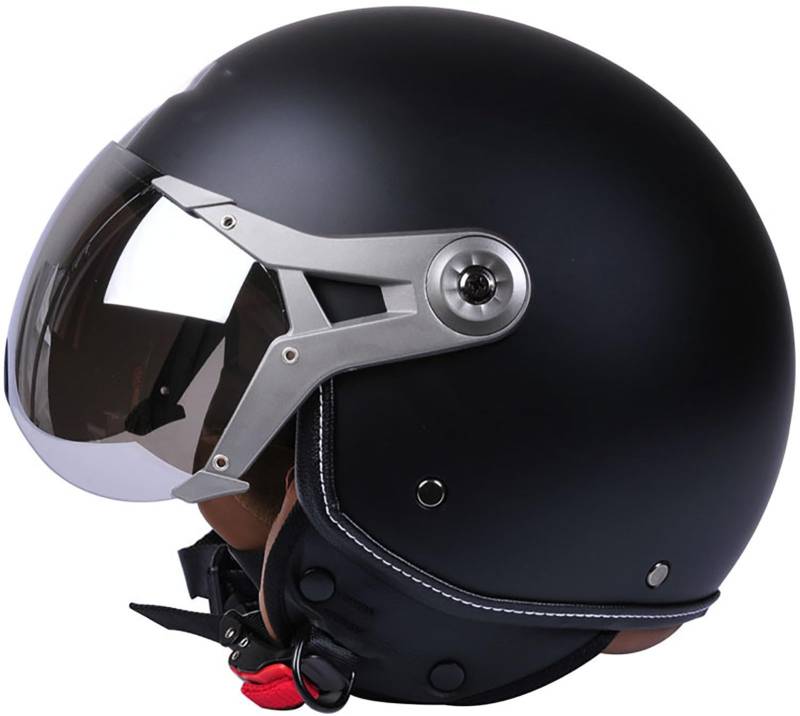 Motorradhelm Jethelm 3/4 Helm, DOT/ECE Zertifizierung Motorrad Halbschalenhelm Scooter Helm Rollerhelm Jet-Helm Für Herren Und Damen Erwachsene Open Face Helm Mit Sonnenblende 1,M=57-58CM von TBTBZXCV