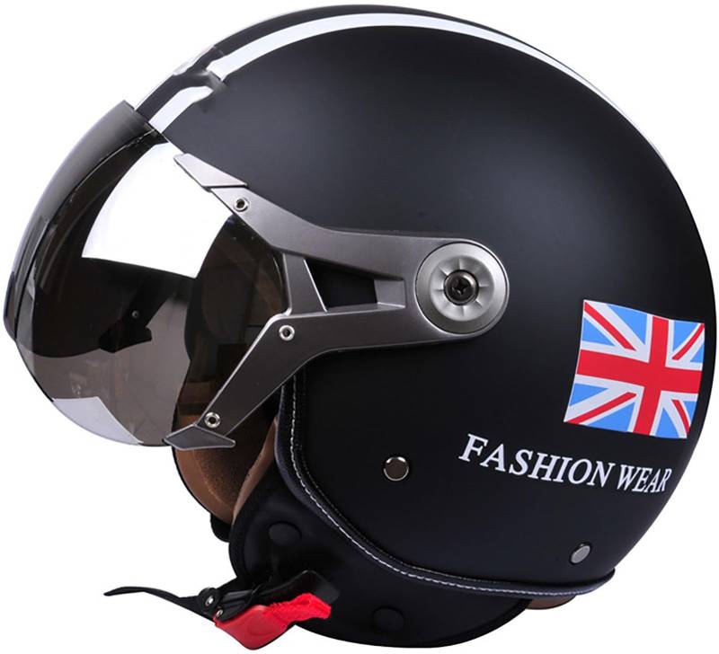 Motorradhelm Jethelm 3/4 Helm, DOT/ECE Zertifizierung Motorrad Halbschalenhelm Scooter Helm Rollerhelm Jet-Helm Für Herren Und Damen Erwachsene Open Face Helm Mit Sonnenblende 3,L=59-60CM von TBTBZXCV