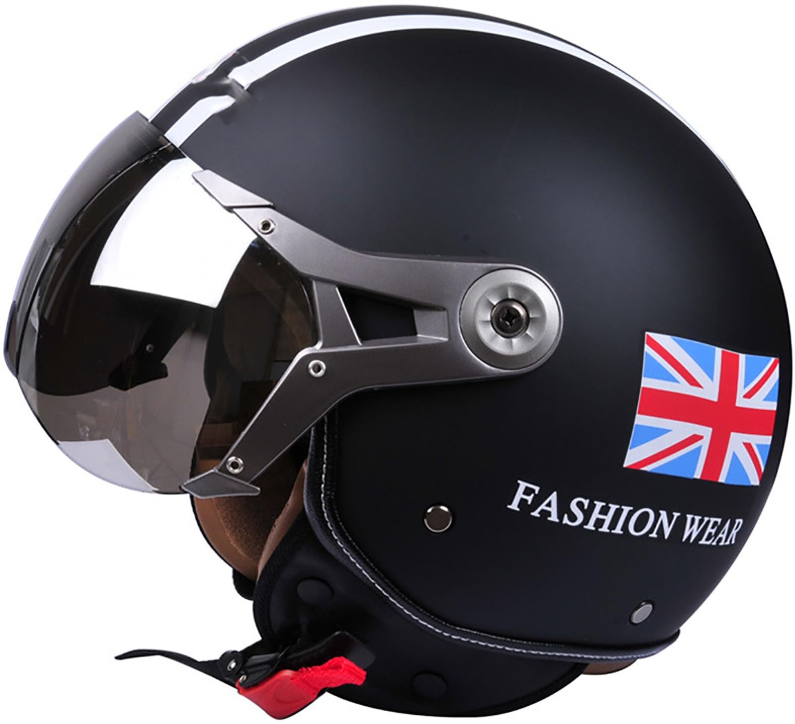 Motorradhelm Jethelm 3/4 Helm, DOT/ECE Zertifizierung Motorrad Halbschalenhelm Scooter Helm Rollerhelm Jet-Helm Für Herren Und Damen Erwachsene Open Face Helm Mit Sonnenblende 3,M=57-58CM von TBTBZXCV