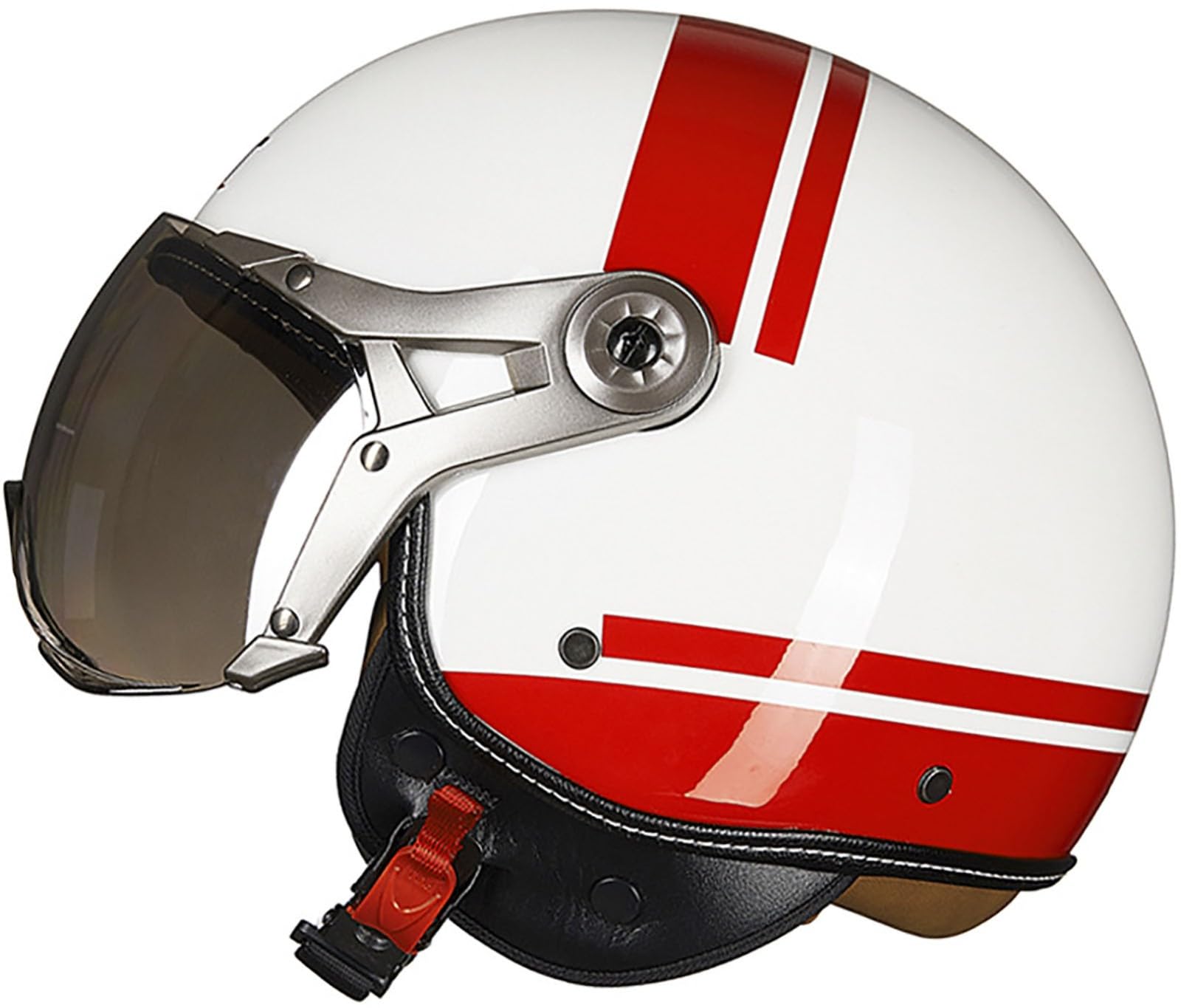 Motorradhelm Jethelm 3/4 Helm, DOT/ECE Zertifizierung Motorrad Halbschalenhelm Scooter Helm Rollerhelm Jet-Helm Für Herren Und Damen Erwachsene Open Face Helm Mit Sonnenblende 4,L=59-60CM von TBTBZXCV