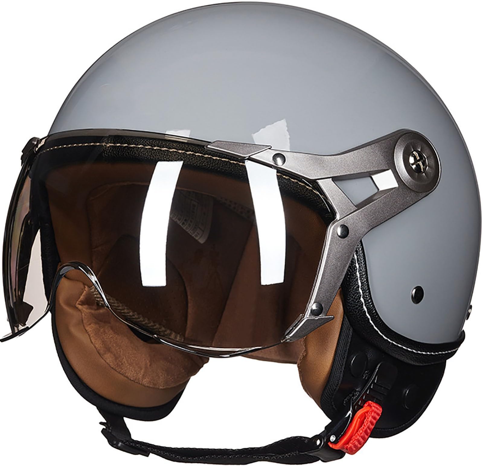 Motorradhelm Jethelm 3/4 Helm, DOT/ECE Zertifizierung Motorrad Halbschalenhelm Scooter Helm Rollerhelm Jet-Helm Für Herren Und Damen Erwachsene Open Face Helm Mit Sonnenblende 6,L=59-60CM von TBTBZXCV