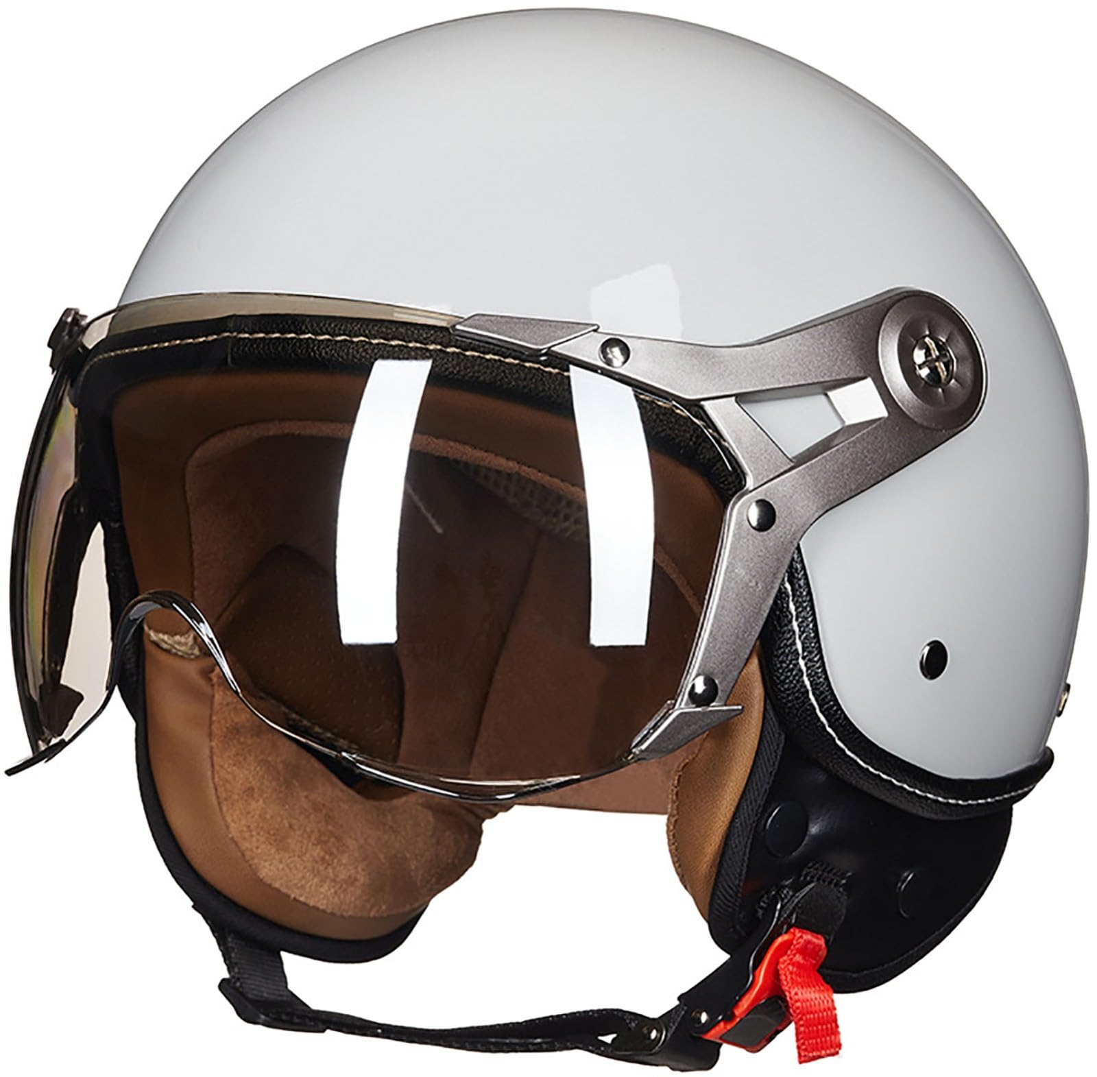 Motorradhelm Jethelm 3/4 Helm, DOT/ECE Zertifizierung Motorrad Halbschalenhelm Scooter Helm Rollerhelm Jet-Helm Für Herren Und Damen Erwachsene Open Face Helm Mit Sonnenblende 7,L=59-60CM von TBTBZXCV