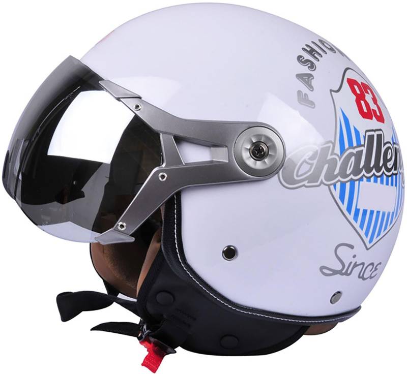 Motorradhelm Jethelm 3/4 Helm, DOT/ECE Zertifizierung Motorrad Halbschalenhelm Scooter Helm Rollerhelm Jet-Helm Für Herren Und Damen Erwachsene Open Face Helm Mit Sonnenblende 8,L=59-60CM von TBTBZXCV