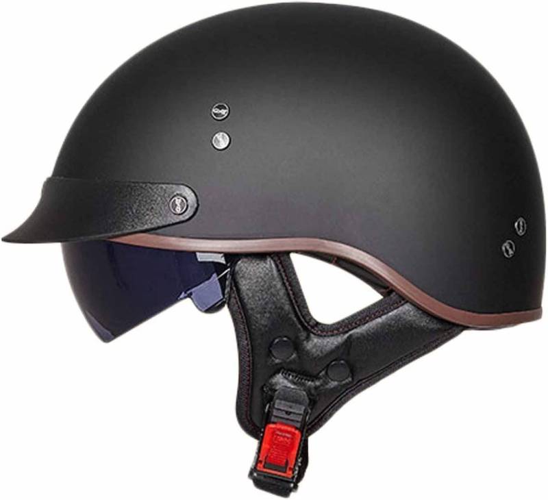 Motorradhelm Jethelm Cromwell Retro Halbhelme ECE Zertifiziert Brain-Cap · Halbschale Jet-Helm Motorrad-Helm Roller-Helm Schnellverschluss Schwarz-Matt Mit Sonnenblende 11,L von TBTBZXCV