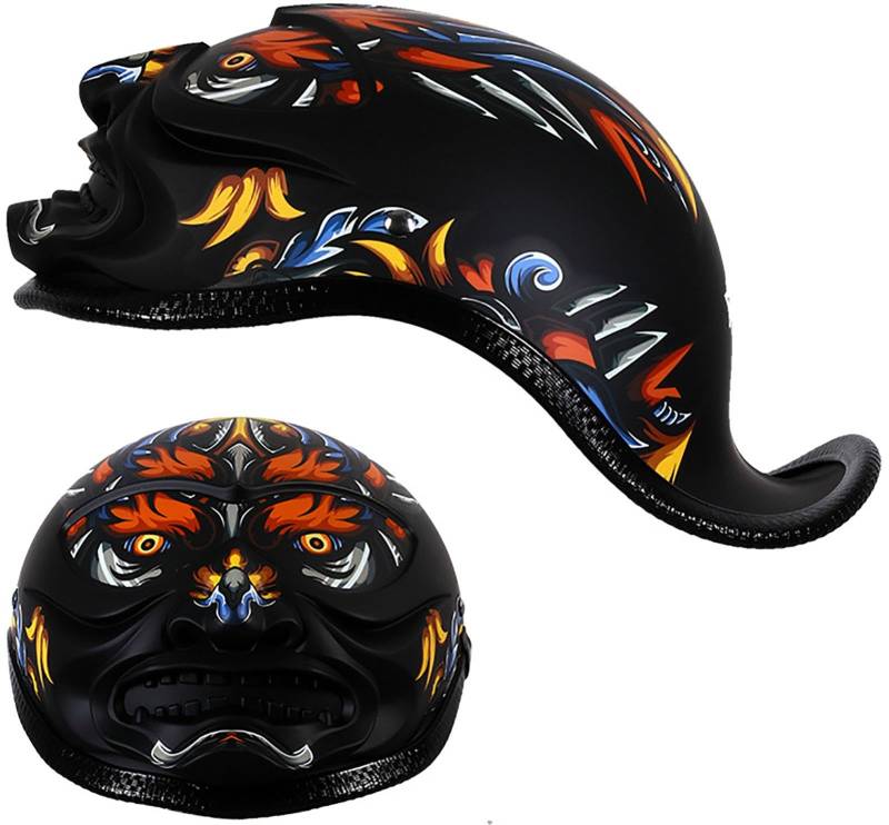 Motorradhelm Jethelm Mit Sonnenblende, Retro Motorrad Halbhelme Roller Helm Fashionhelm Für Herren Und Damen Erwachsene, DOT/ECE-Zertifizierung Jet Helm Halbschalenhelm Chopper Helm 2,L=59-60CM von TBTBZXCV