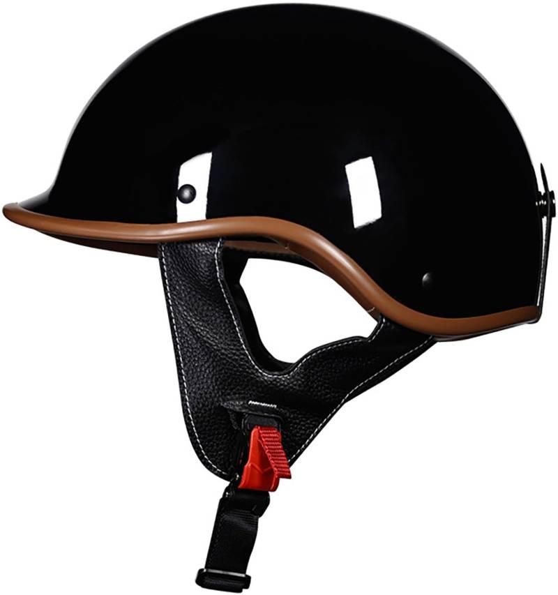 Retro Deutsche Halbhelm Öffnen Motorradhelm Halboffenen Halbschalenhelm DOT/ECE Genehmigt Jethelm Offenem Helm Cruiser Chopper Helm Mopedhelme Für Damen Und Herren Erwachsene 1,M=57-58CM von TBTBZXCV