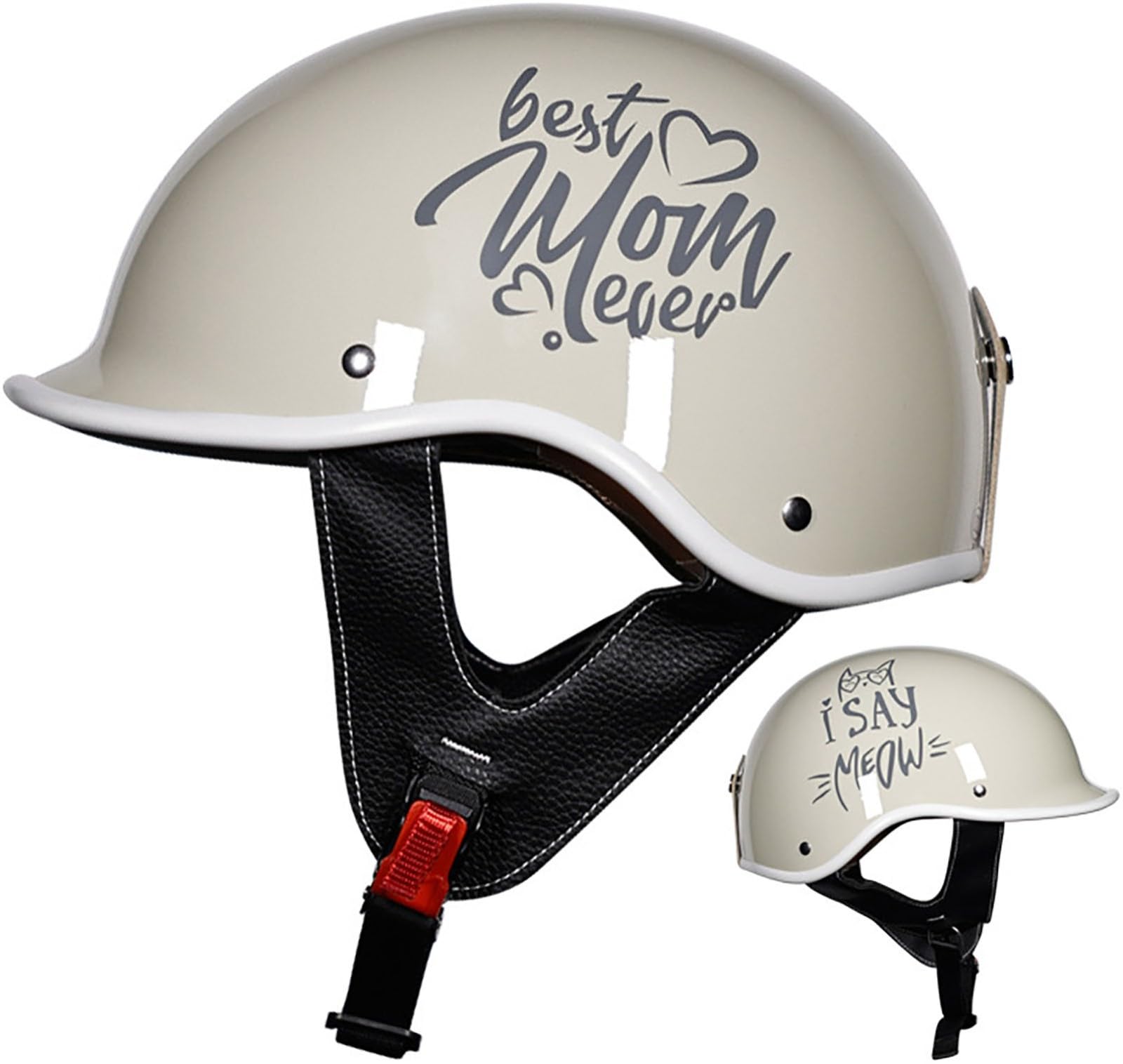 Retro Deutsche Halbhelm Öffnen Motorradhelm Halboffenen Halbschalenhelm DOT/ECE Genehmigt Jethelm Offenem Helm Cruiser Chopper Helm Mopedhelme Für Damen Und Herren Erwachsene 3,L=59-60CM von TBTBZXCV