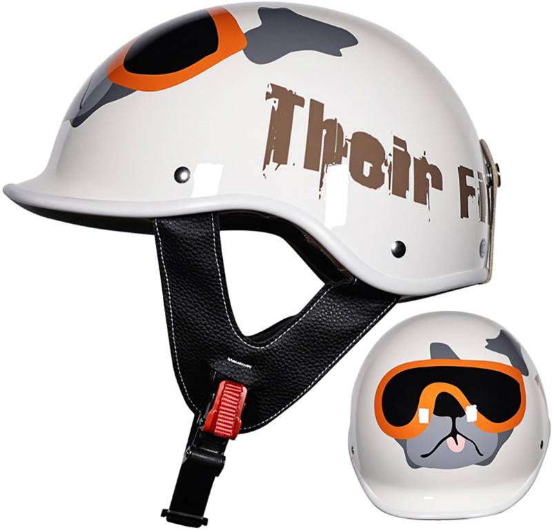 Retro Deutsche Halbhelm Öffnen Motorradhelm Halboffenen Halbschalenhelm DOT/ECE Genehmigt Jethelm Offenem Helm Cruiser Chopper Helm Mopedhelme Für Damen Und Herren Erwachsene 4,M=57-58CM von TBTBZXCV