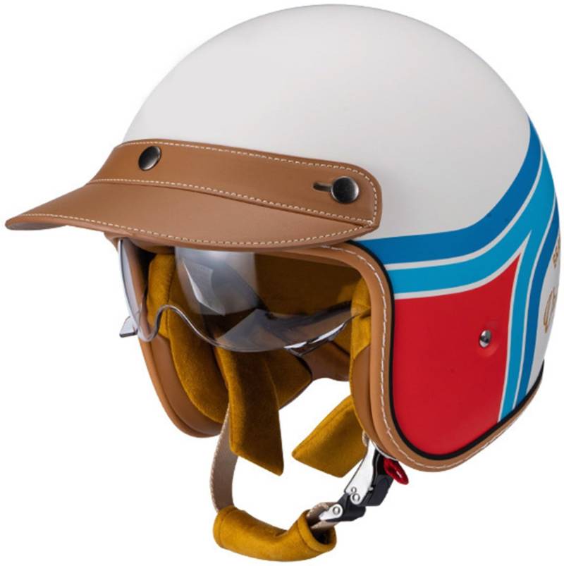 Retro Halbschalenhelm, Deutscher Stil Motorradhelm ECE-Zulassung Jet-Helm Mit Schnellverschluss-Schnalle Für Cruiser Scooter ATV E-Bike Erwachsene Damen Und Herren 1,M von TBTBZXCV