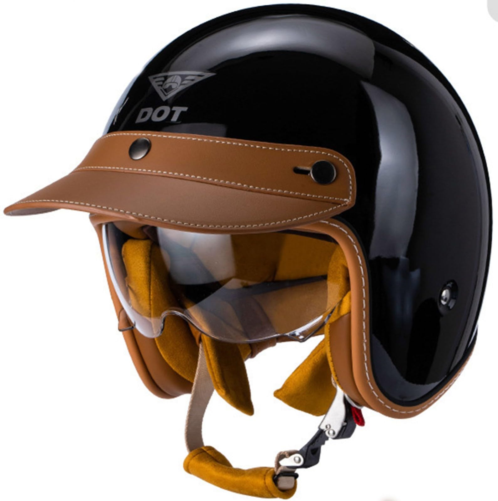 Retro Halbschalenhelm, Deutscher Stil Motorradhelm ECE-Zulassung Jet-Helm Mit Schnellverschluss-Schnalle Für Cruiser Scooter ATV E-Bike Erwachsene Damen Und Herren 2,XL von TBTBZXCV