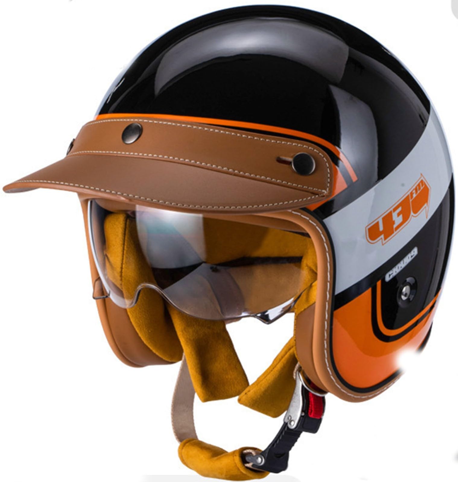 Retro Halbschalenhelm, Deutscher Stil Motorradhelm ECE-Zulassung Jet-Helm Mit Schnellverschluss-Schnalle Für Cruiser Scooter ATV E-Bike Erwachsene Damen Und Herren 6,M von TBTBZXCV