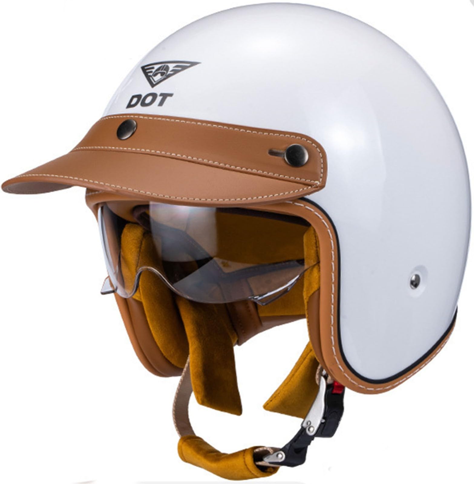 Retro Halbschalenhelm, Deutscher Stil Motorradhelm ECE-Zulassung Jet-Helm Mit Schnellverschluss-Schnalle Für Cruiser Scooter ATV E-Bike Erwachsene Damen Und Herren 7,XXL von TBTBZXCV