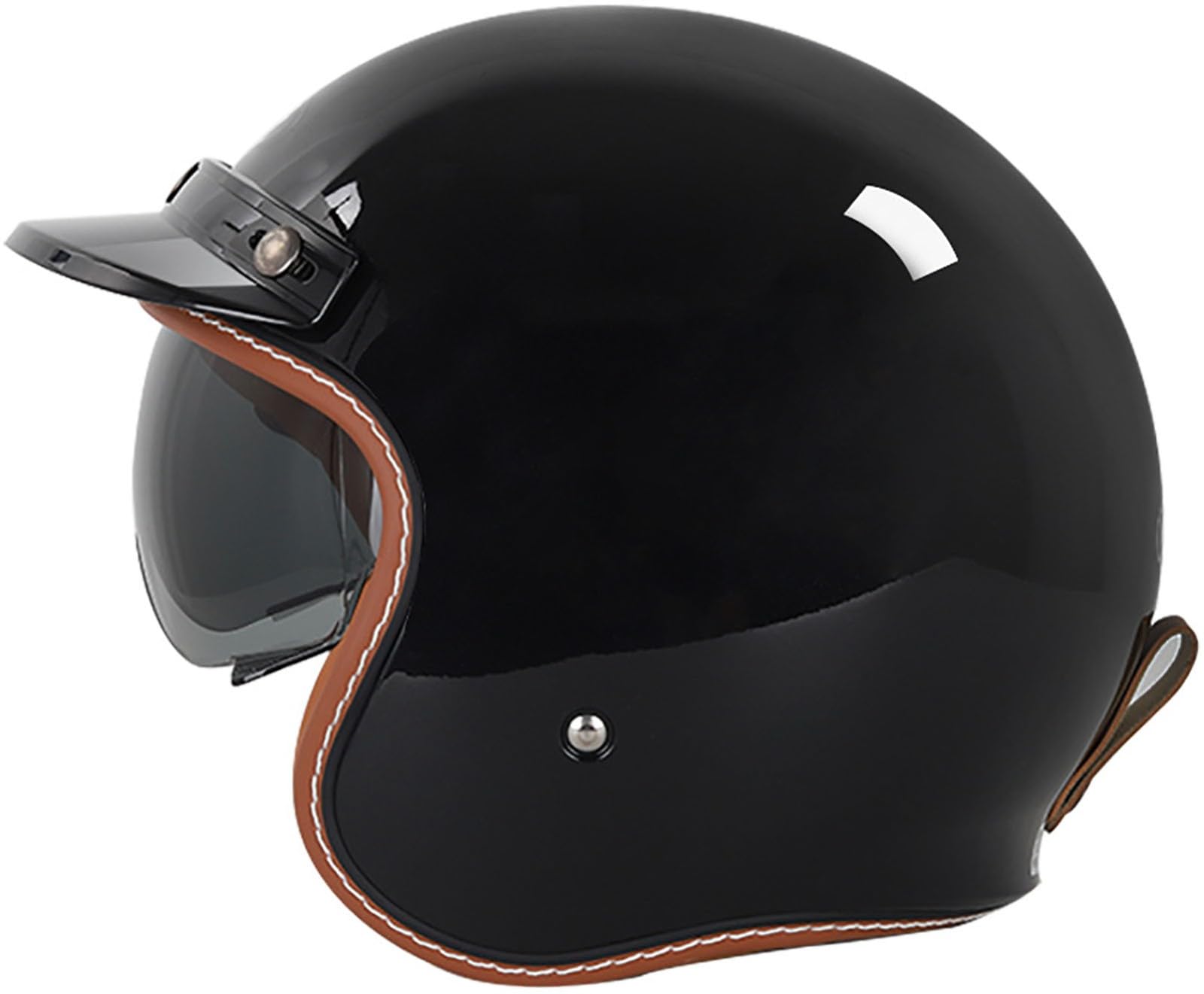 Retro Motorrad Motorradhelm, Motorrad Jethelm 3/4 Mit Sonnenblende, DOT/ECE-Zertifiziert Open Face Helm Halbhelme, Halbschalenhelm Für Herren Und Damen Erwachsene 2,L=59-60CM von TBTBZXCV