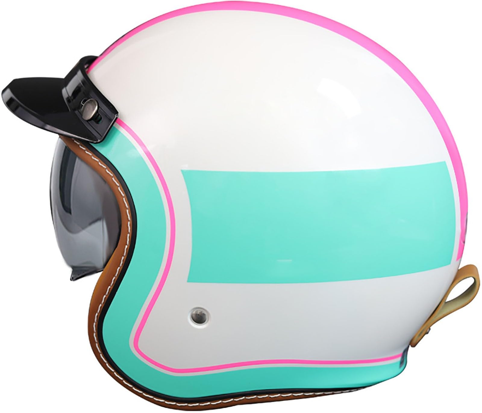 Retro Motorrad Motorradhelm, Motorrad Jethelm 3/4 Mit Sonnenblende, DOT/ECE-Zertifiziert Open Face Helm Halbhelme, Halbschalenhelm Für Herren Und Damen Erwachsene 6,XL=61-62CM von TBTBZXCV