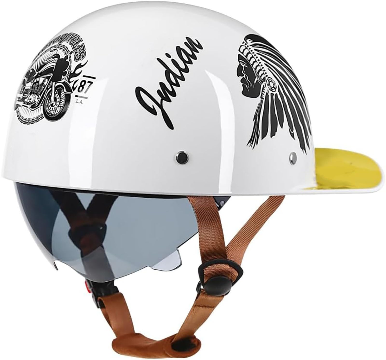 Retro Motorradhelm Herren Jethelm Halbschalenhelm Mit DOT/ECE Zulassung Baseball Cap Helm Deutscher Stil Totenkopf Kappe Helm Motorrad Cruiser Roller Helm Für Männer Und Frauen 4,M=57-58CM von TBTBZXCV