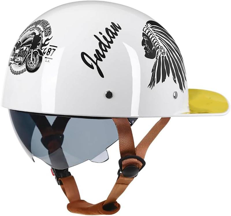 Retro Motorradhelm Herren Jethelm Halbschalenhelm Mit DOT/ECE Zulassung Baseball Cap Helm Deutscher Stil Totenkopf Kappe Helm Motorrad Cruiser Roller Helm Für Männer Und Frauen 4,XXL=63-64CM von TBTBZXCV