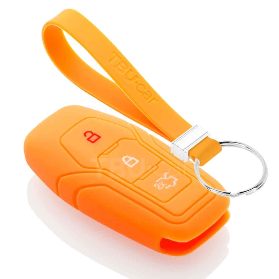 TBU car Autoschlüssel Hülle kompatibel mit Ford 3 Tasten (Keyless Entry) - Schutzhülle aus Silikon - Auto Schlüsselhülle Cover in Orange von TBU car