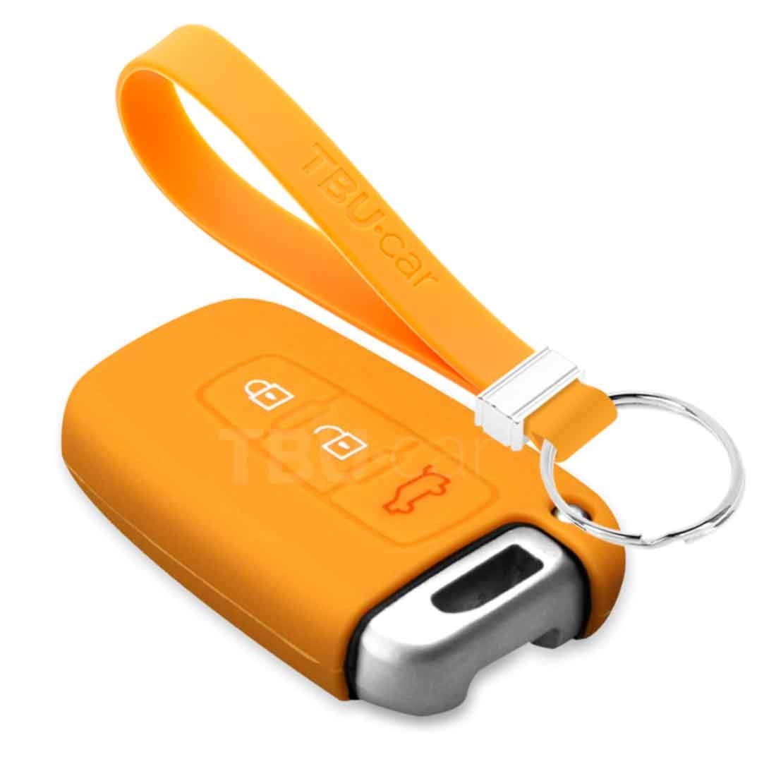 TBU car Autoschlüssel Hülle kompatibel mit Hyundai 3 Tasten (Keyless Entry) - Schutzhülle aus Silikon - Auto Schlüsselhülle Cover in Orange von TBU car