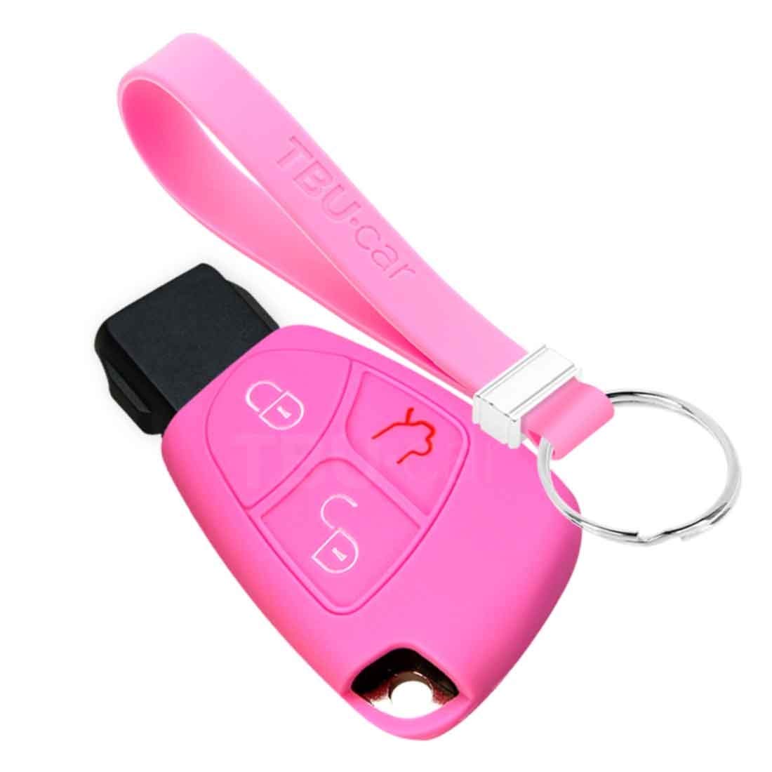 TBU car Autoschlüssel Hülle kompatibel mit Mercedes 3 Tasten - Schutzhülle aus Silikon - Auto Schlüsselhülle Cover in Rosa von TBU car