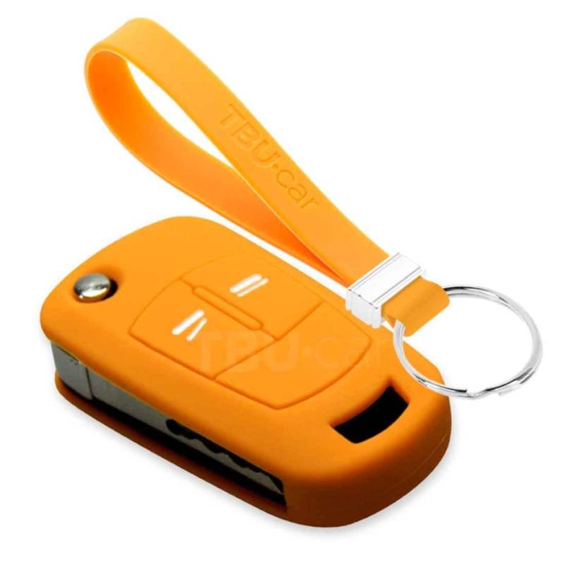 TBU car Autoschlüssel Hülle kompatibel mit Opel 2 Tasten - Schutzhülle aus Silikon - Auto Schlüsselhülle Cover in Orange von TBU car