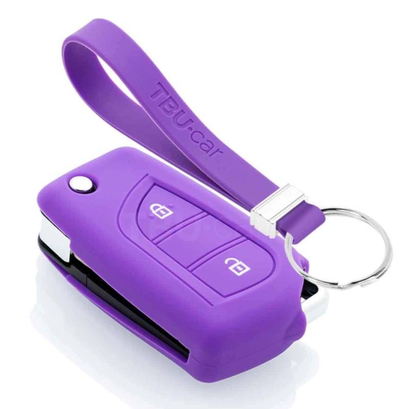 TBU car Autoschlüssel Hülle kompatibel mit Peugeot 2 Tasten - Schutzhülle aus Silikon - Auto Schlüsselhülle Cover in Violett von TBU car