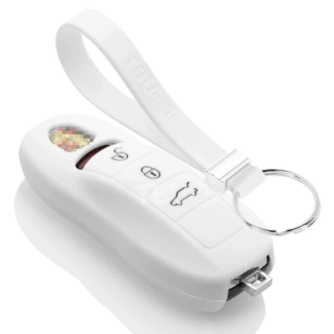 TBU car Autoschlüssel Hülle kompatibel mit Porsche 3 Tasten (Keyless Entry) - Schutzhülle aus Silikon - Auto Schlüsselhülle Cover in Weiß von TBU car