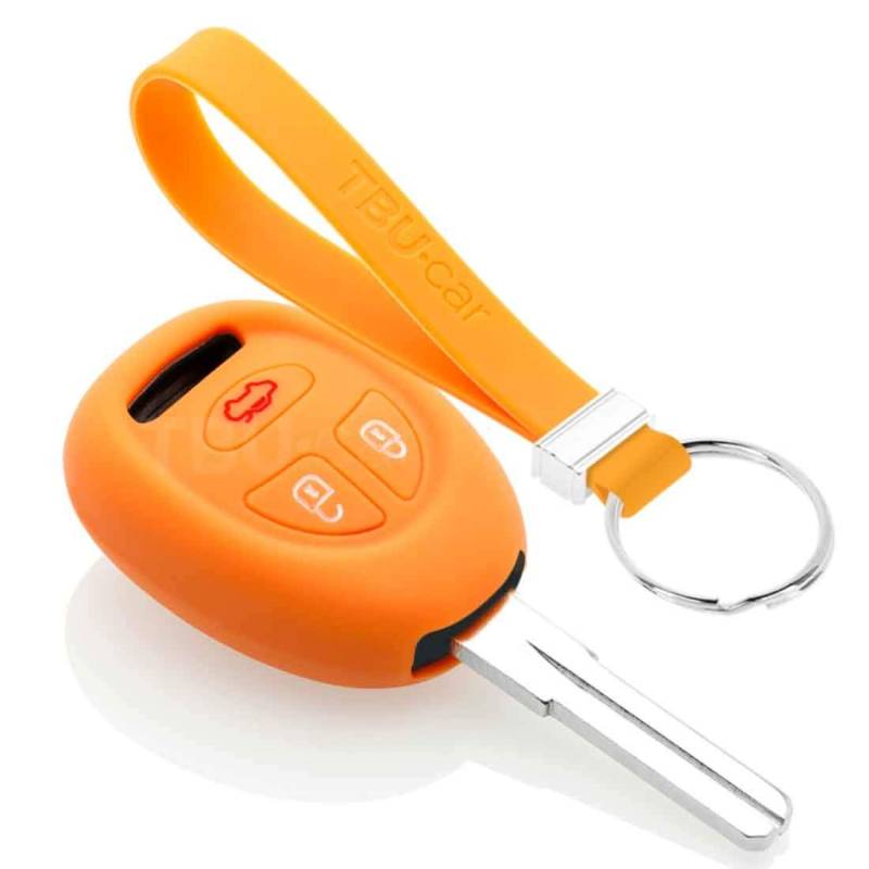 TBU car Autoschlüssel Hülle kompatibel mit Saab 3 Tasten - Schutzhülle aus Silikon - Auto Schlüsselhülle Cover in Orange von TBU car