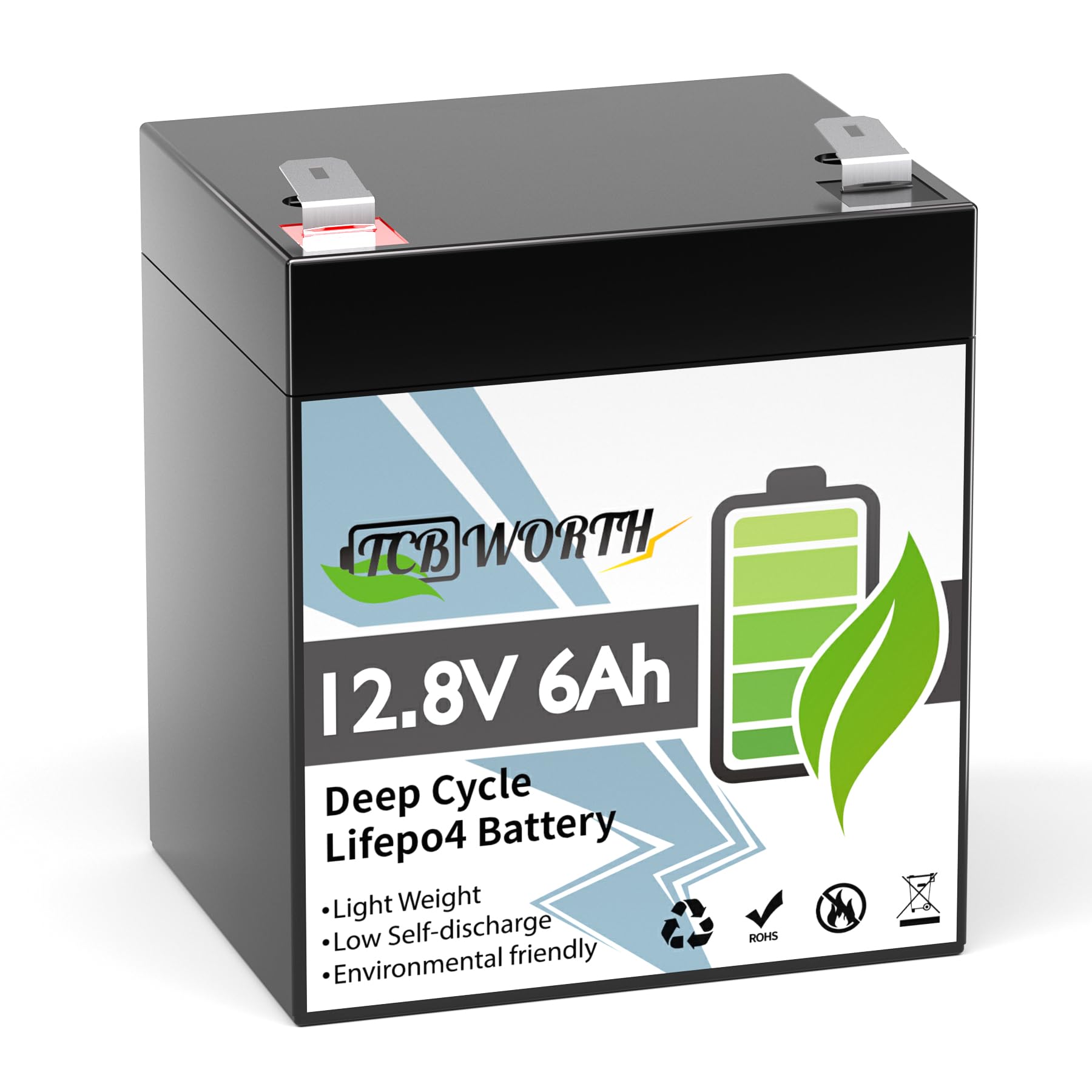 TCBWORTH LiFePO4 12V 6Ah Batterie, Deep Cycle Mini Lithium Batterie, 6A BMS, Ideal für Wohnmobil, Solaranlage, Camping, Notbeleuchtung, Kamera, Alarmanlage von TCBWORTH