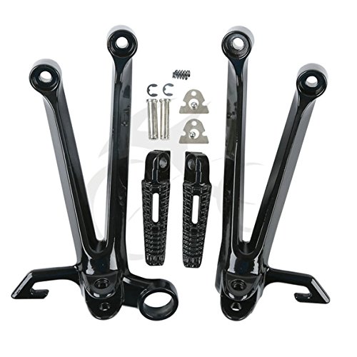 TCMT schwarz vorne Fußrasten Motorrad FOOTPEG Fußstütze Halterung Set für Suzuki GSXR 1000 GSX-R1000 2005–2006 K6 von TCMT