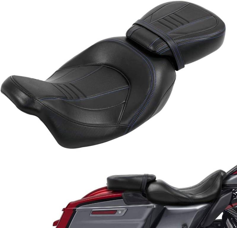 TCMT Two-up Low-Profile Seat Rider und Beifahrersitz Passend für Harley Touring Road King Road Glide Street Glide FLHX Electra Glide Ultra Classic 2009-2023 von TCMT