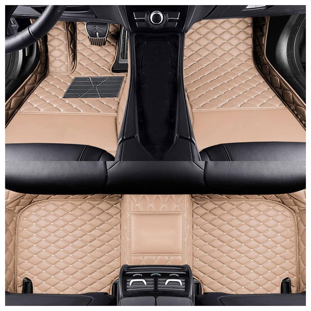 Leder Auto FußMatten für Smart Fortwo II 2007-2014, Allwetter wasserdichte rutschfeste Teppich Bodenmatten Auto-Innenschutz-Zubehör,All Brown,normal-All Beige von TCMYQS