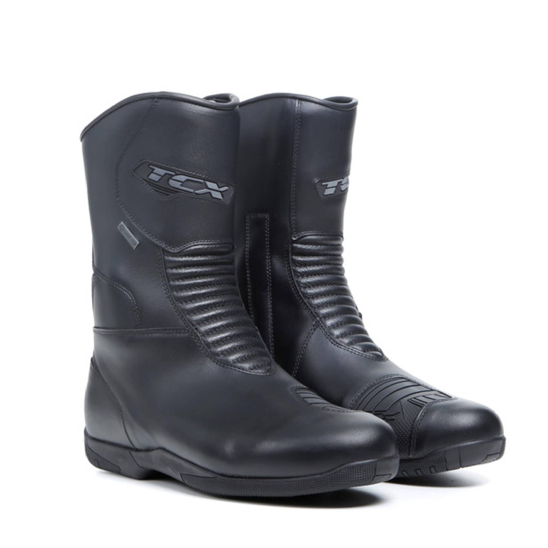 TCX - X-Five4 Gore-Tex, Herren-Motorradstiefel, Tourenstiefel mit Gore-Tex Performance Comfort Footwear Technologie, Obermaterial Leder, Seitlicher Reißverschluss und Elastische Einfassung, Schwarz von TCX