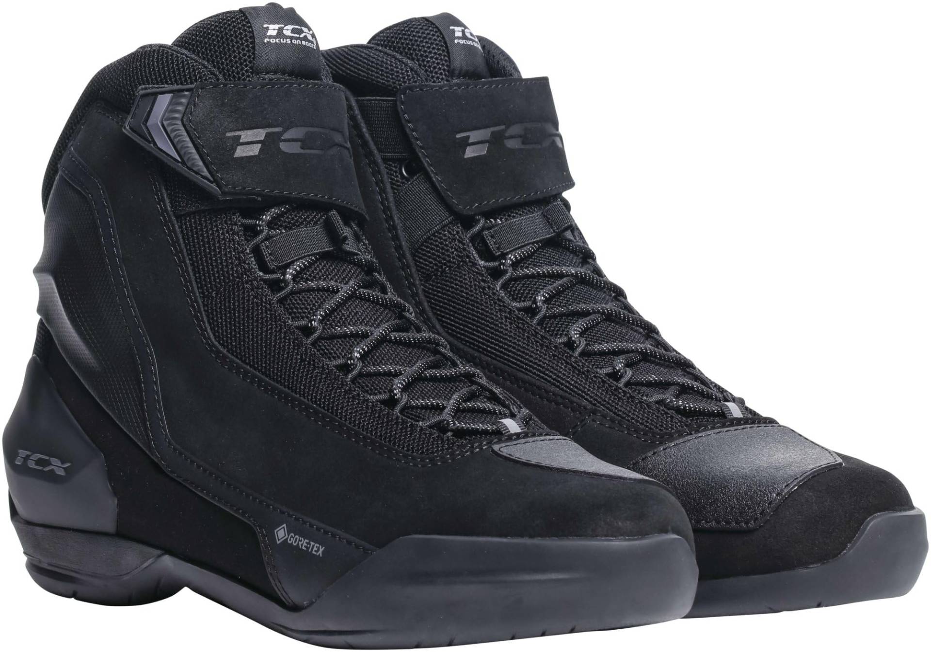 TCX - Jupiter 5 Gore-Tex, Herren-Motorradschuhe, Schützend, mit Gore-Tex Performance-Membran in Wildleder-Obermaterial Integriert, Schnürung und Klettverschluss, Schwarz von TCX