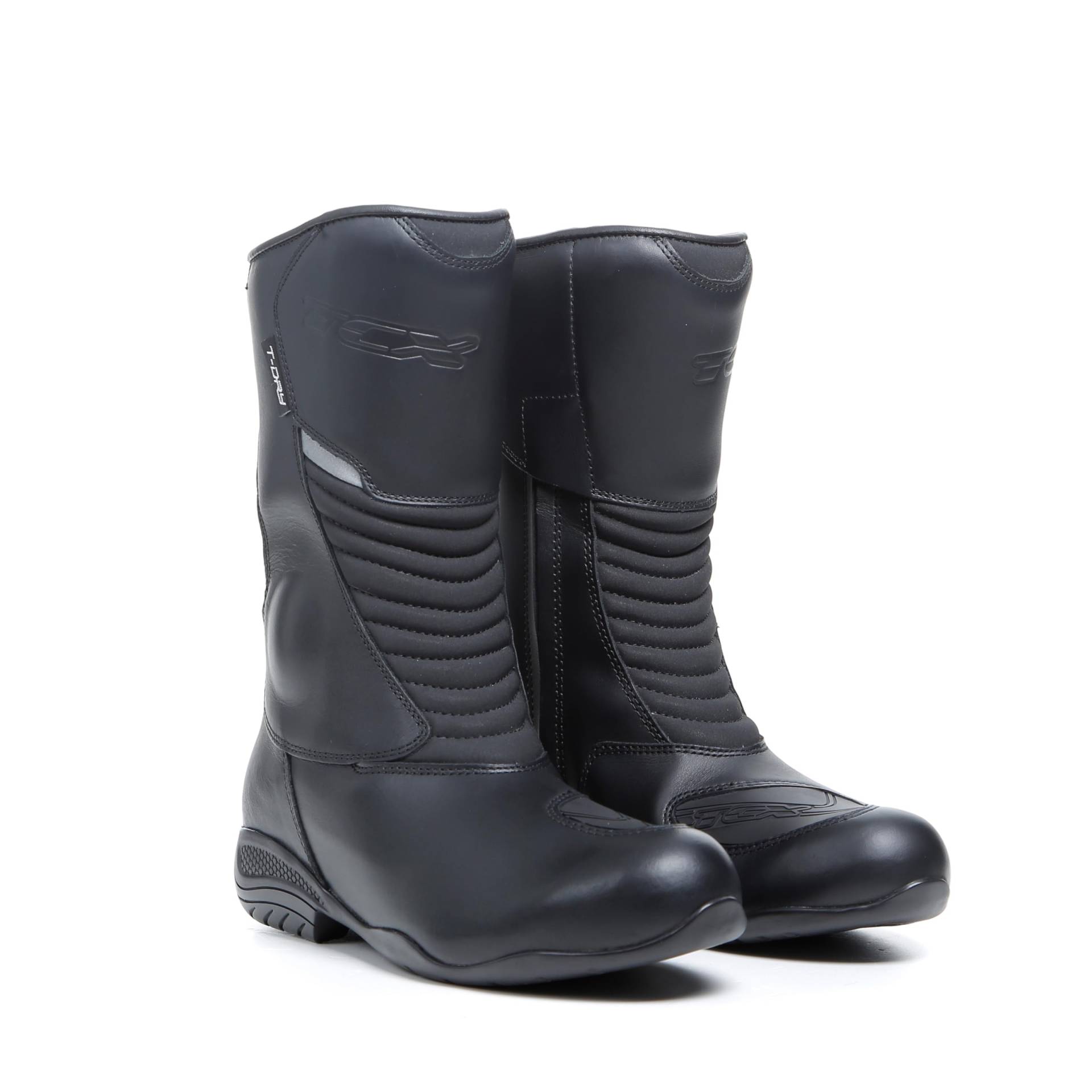 TCX - Lady Aura Plus Waterproof, Damen-Motorradstiefel, Wasserdichter Damen-Tourenstiefel mit T-DRY-Membran, Obermaterial aus Leder, Elastischer Reißverschluss und Klettverschluss, Schwarz von TCX