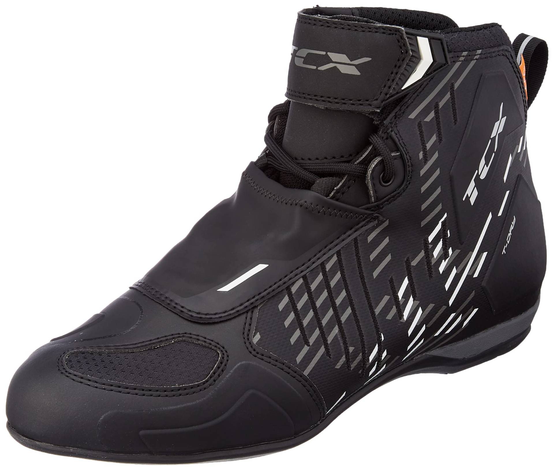 TCX - R04D Waterproof, Herren-Motorradschuhe, Wasserdicht und Zertifiziert mit T-DRY-Membran, Schnürsenkel und Klettverschluss, Obermaterial aus Mesh mit Hot-Melt-Beschichtung, Schwarz/Weiß von TCX