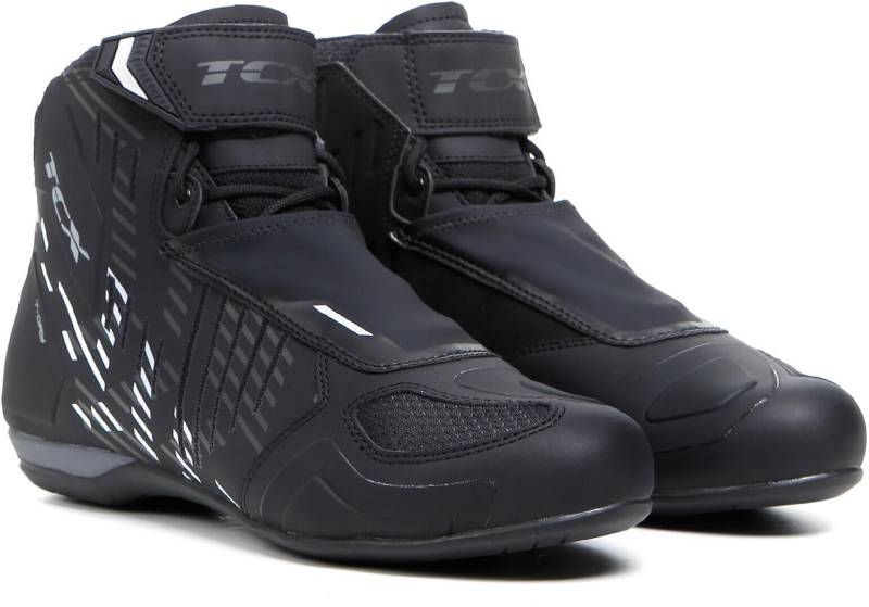 TCX - R04D Waterproof, Herren-Motorradschuhe, Wasserdicht und Zertifiziert mit T-DRY-Membran, Schnürsenkel und Klettverschluss, Obermaterial aus Mesh mit Hot-Melt-Beschichtung, Schwarz/Weiß von TCX