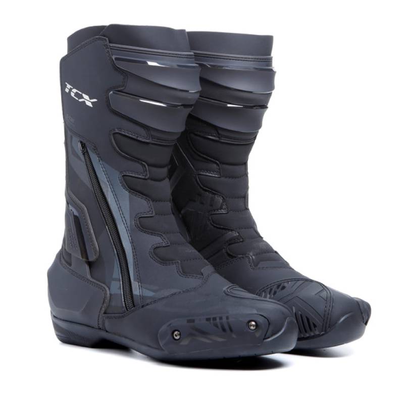 TCX - S-TR1, Herren-Motorradstiefel, sportlich, zertifiziert, Obermaterial aus Mikrofaser, Elastischer Seitenreißverschluss und Klettverschluss, Schwarz von TCX