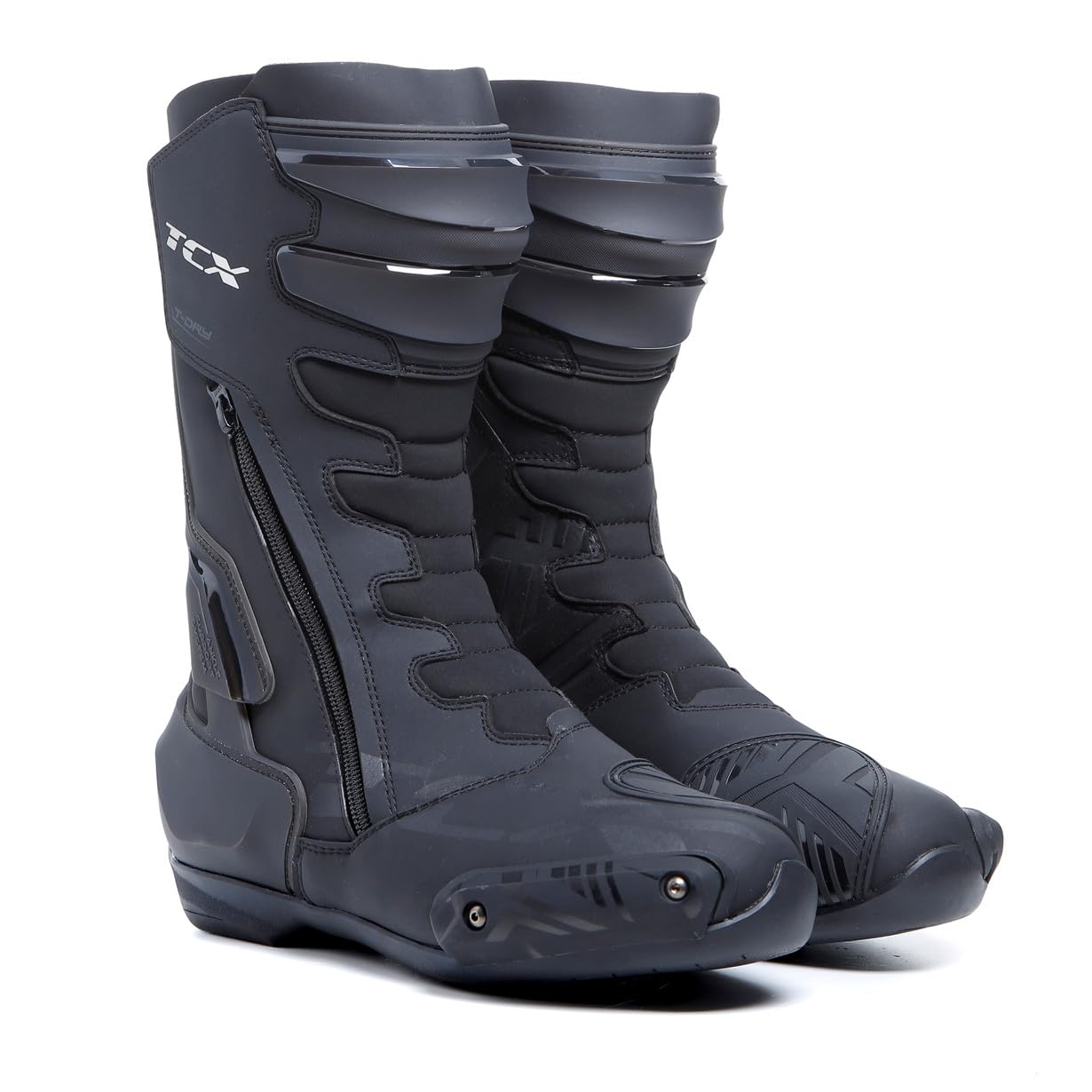 TCX - S-TR1 Waterproof, Herren-Motorradstiefel, Sportlich, Zertifiziert und Wasserdicht, mit T-DRY-Integration, Obermaterial aus Mikrofaser, Reißverschluss und Klettverschluss,Schwarz von TCX