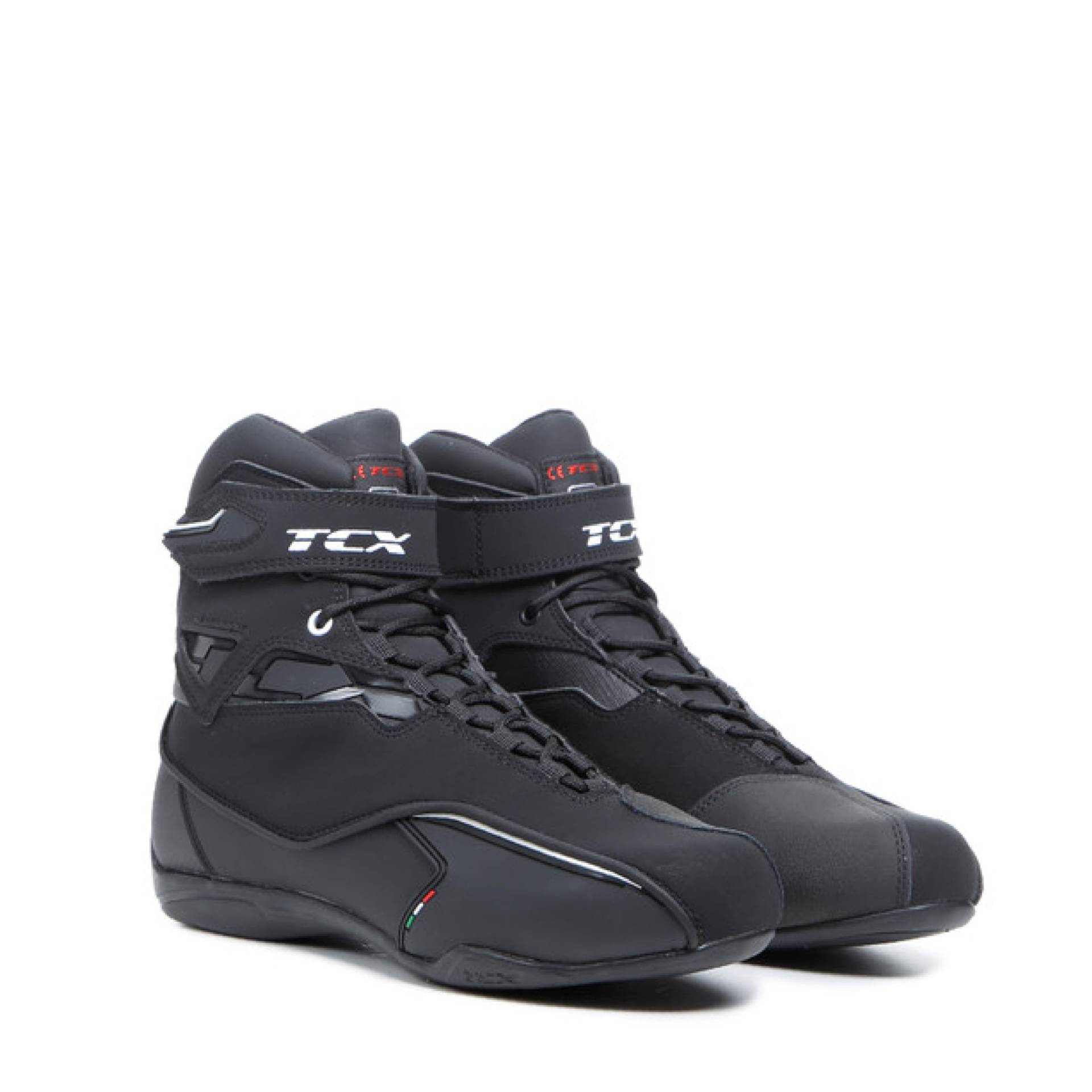 TCX - Zeta Waterproof, Herren-Motorradschuhe, Sportlich und Wasserdicht, Stadttaugliche Schuhe, Obermaterial aus Mikrofaser, Schnürung und Klettverschluss, Schwarz von TCX