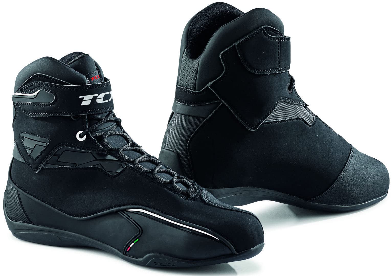 TCX - Zeta Waterproof, Herren-Motorradschuhe, Sportlich und Wasserdicht, Stadttaugliche Schuhe, Obermaterial aus Mikrofaser, Schnürung und Klettverschluss, Schwarz von TCX