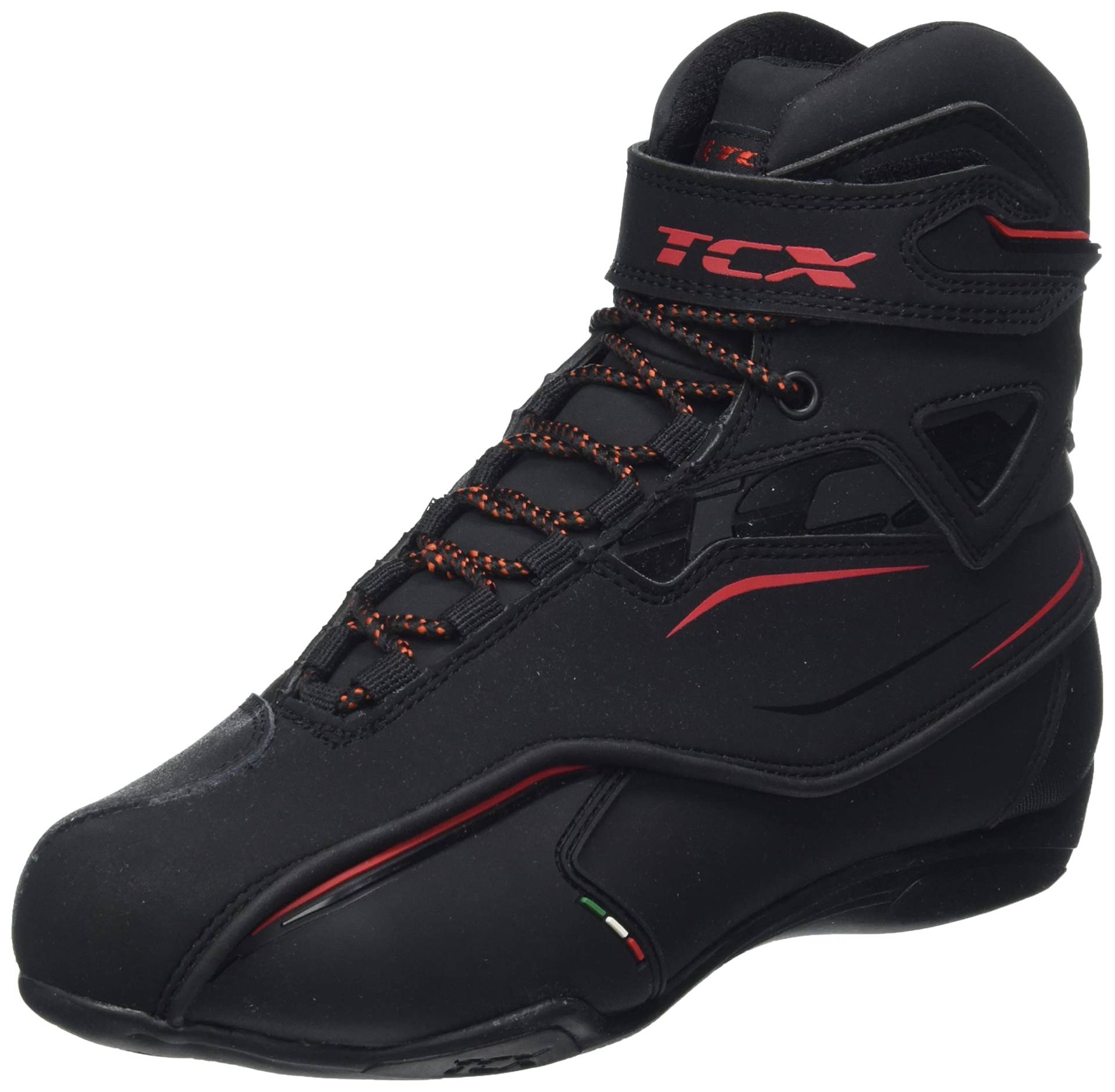 TCX - Zeta Waterproof, Herren-Motorradschuhe, Sportlich und Wasserdicht, Stadttauglicher Schuh, Obermaterial aus Mikrofaser, Schnürung und Klettverschluss, Schwarz/Rot von TCX