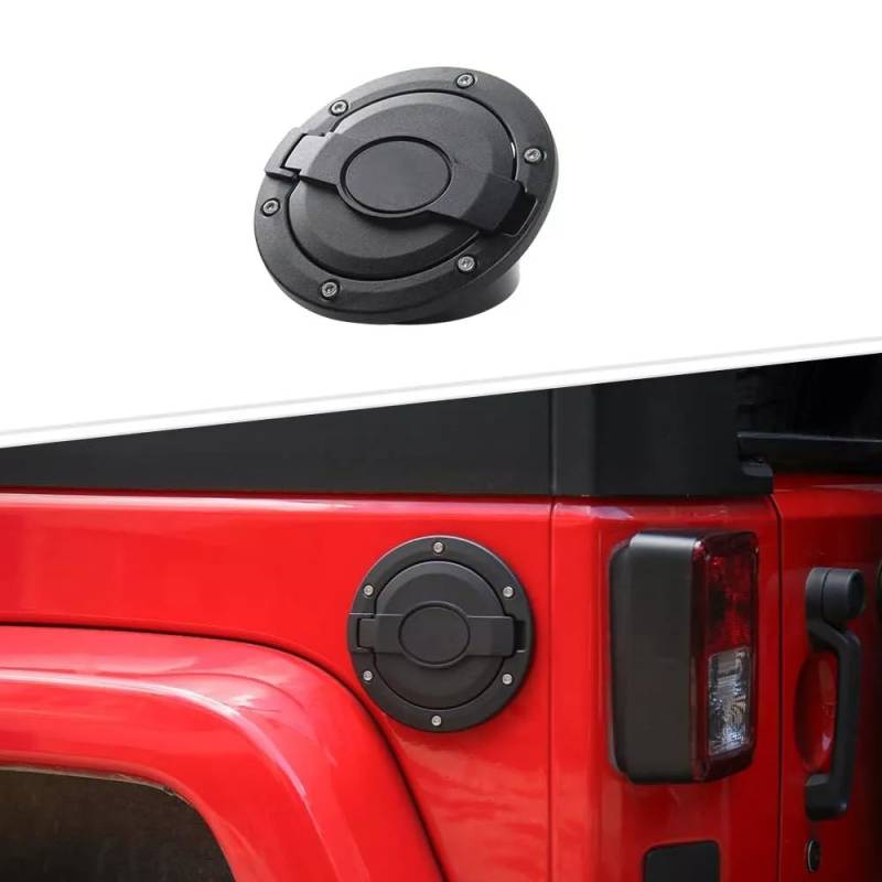 TDHLW Kraftstofftür Gastank Cap Abdeckung Aluminium Kraftstofftür Kompatibel mit 2007-2017 Jeep Wrangler JK JKU von TDHLW