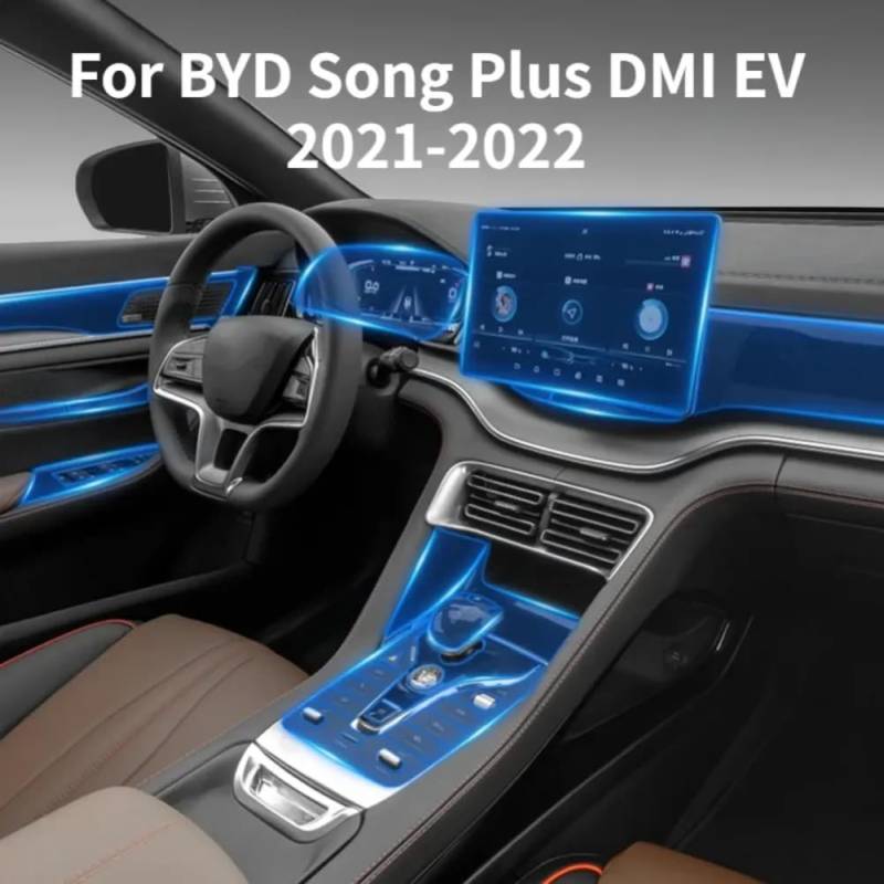 Für BYD Song Plus DMI EV 2021-2022 TPU Schutzfolie Autoinnenraum Mittelkonsole Navigationsinstrument Bildschirm Transparent von TDLROKRL