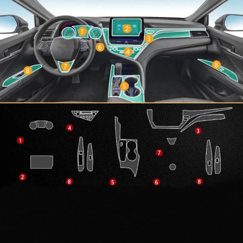 TPU Transparente Schutzfolie Autoinnenaufkleber Getriebenavigator Türverkleidung Autozubehör, Für Toyota Camry 2023 8-Zoll-Bildschirm von TDLROKRL