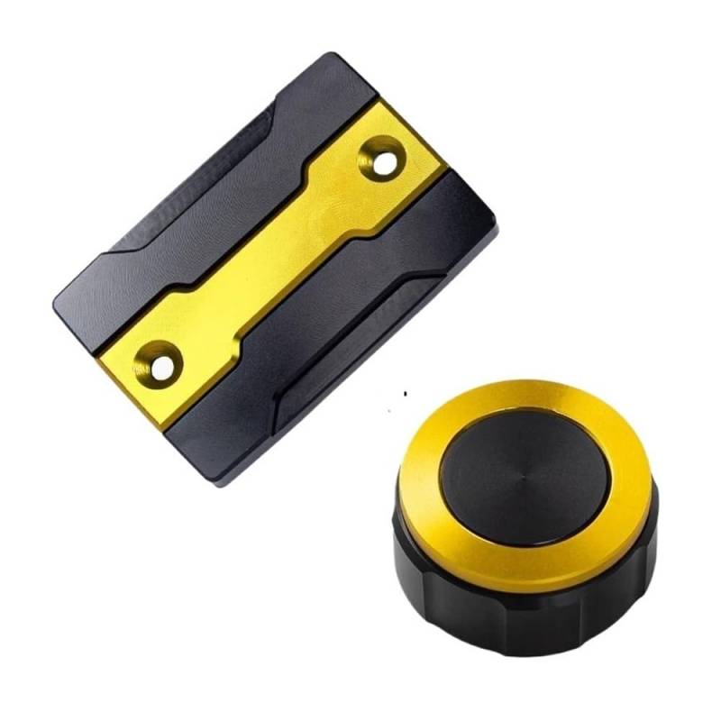 TEAKEA Deckel Bremsflüssigkeitsbehälter Motorrad Für XJ6 Für XJ6F Für XJ6N Für Diversion 2010-2014 Motorrad Vorne Und Hinten Bremsflüssigkeit Kappe Schutzhülle(Two Yellow) von TEAKEA