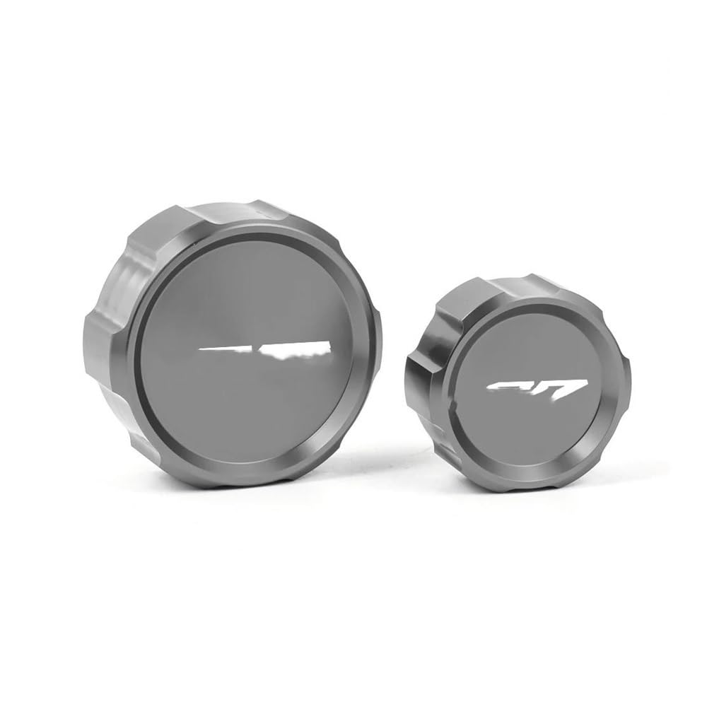 TEAKEA Deckel Bremsflüssigkeitsbehälter Motorrad Für YZFR7 2021-2024 2023 Motorrad Vorne Hinten Brems Flüssigkeit Reservoir Abdeckung Schutz Protector Öl Füllstoff Kappe(Grey) von TEAKEA