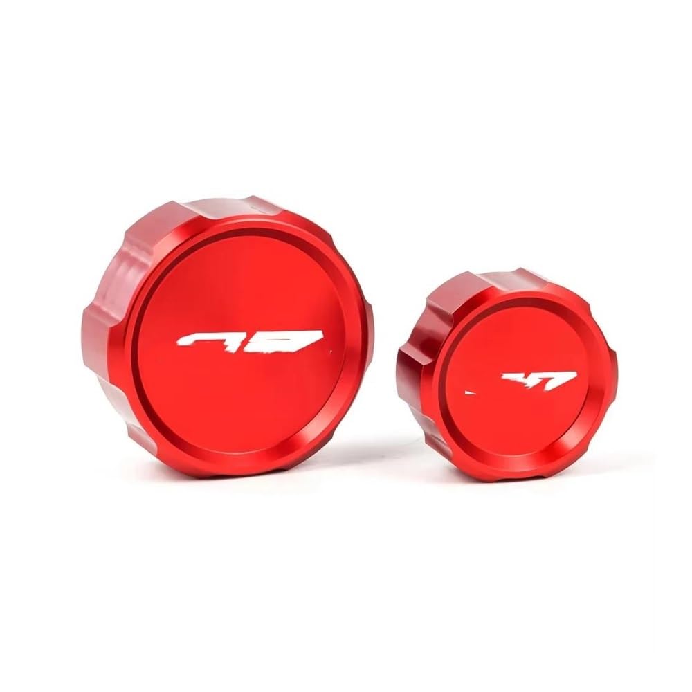 TEAKEA Deckel Bremsflüssigkeitsbehälter Motorrad Für YZFR7 2021-2024 2023 Motorrad Vorne Hinten Brems Flüssigkeit Reservoir Abdeckung Schutz Protector Öl Füllstoff Kappe(Red) von TEAKEA