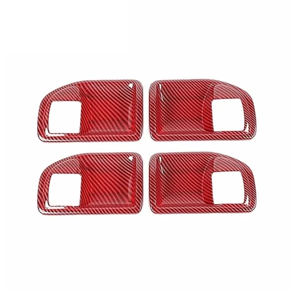 TEAKEA Links rechts innen Türgriffe Für Wrangler JK 4 Türen 2011 2012 2013 2014 2015 2016 2017 Auto-Innentürgriff-Schüssel-Dekorationsabdeckung(Red Carbon Fiber) von TEAKEA