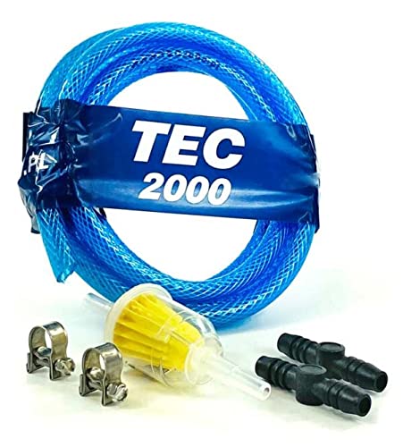 TEC 2000 Motorreiniger - Injektionsreinigungsset - Einspritzreinigungsset mit Kraftstofffilter - Panzerschlauch 12 mm - Kraftstoffadditiv zur Systemreinigung von Injektoren - Motorspülung Motorpflege von TEC 2000